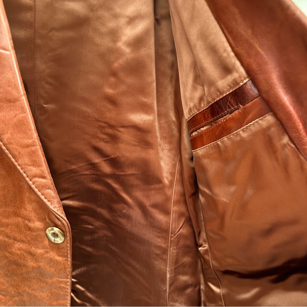 Rust Cognac Leather Jacket 44 - Picture 3 of 6